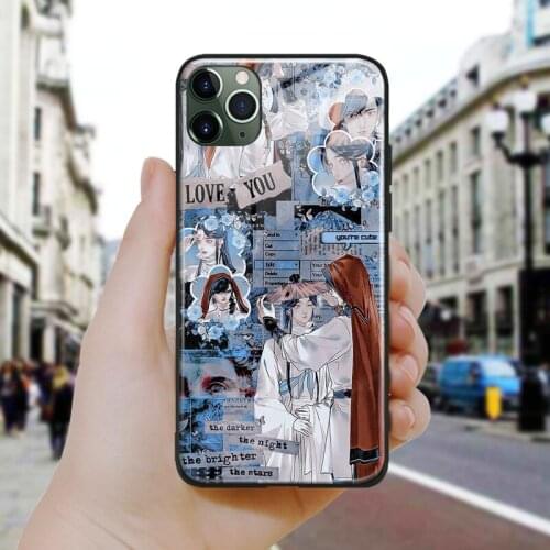 Heavens official blessings Soft Silicone Glass Phone Case Cover Shell For iPhone SE 6 6s 7 8 Plus X XR XS 11 12 Mini Pro Max