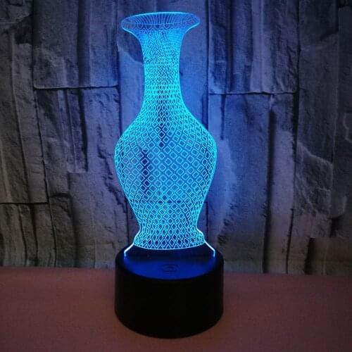 New Vase Colorful 3d Lamp Valentines Day Desk Lamp Gift Touch Remote Control 3d Vision Led Small Table Lamps Nightlight