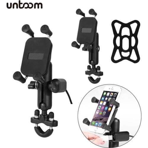 Motorcycle Phone Holder Moto Motorbike Handlebar Mobile Phone Stand Support Quick Charge USB Charger Cellphone Mount GPS Bracket