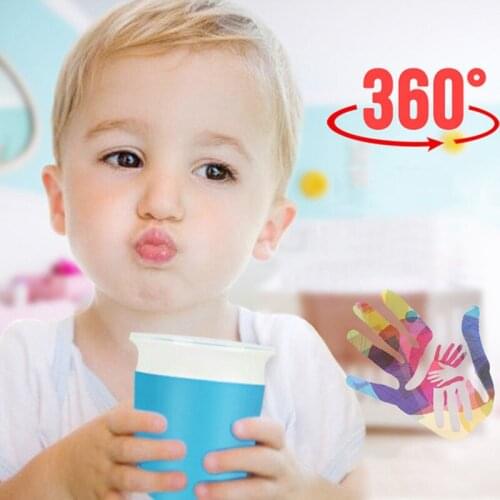 Baby Learning Drinking Cup 360 Degrees Rotatable With Double Handle Portable Leak Proof Infants Feeding Bottle Water Cups