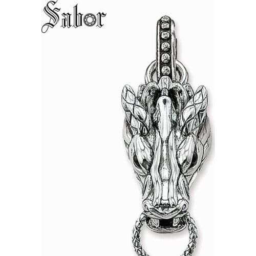 European Pendant,Dragon Carrier,Fit for DIY Necklace,Accessories Charm,Good Jewelry, Gift Silver color Club thomas