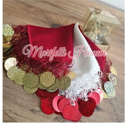 Kırmızı Beyaz Gelin Halay Mendili for Bride and Bridesmaids Henna and Wedding Dance Scarf Tanztücher