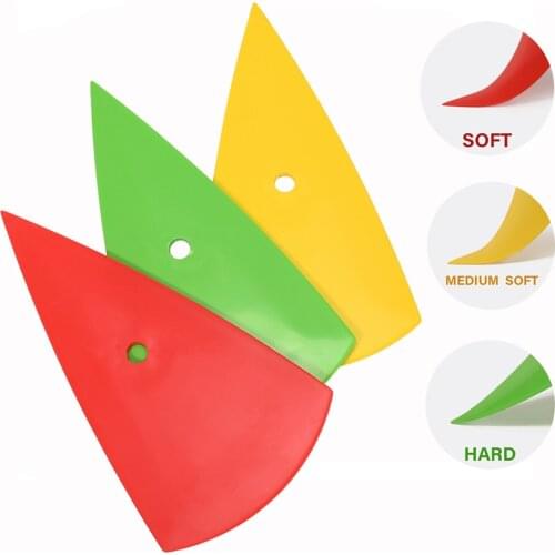 FOSHIO 3pcs Car Vinyl Film Wrapping Tool Triangle Go Corner Scraper Applicator Window Tint Stickers Decals Install Squeegee Kit