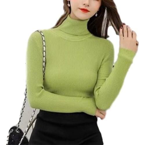 13 colors Women Stylish Long Sleeve High Collar Top Fashion Solid Color Knitwear for Ladies T Shirt