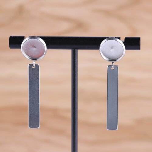 Onwear 5pairs fit 10mm stainless steel round cabochon earring blanks diy stud earrings base settings for jewelry making