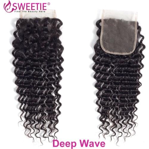 Sweetie Hair Products Brazilian Remy Hair Kinky Curly Lace Closure 100% Human Hair 4x4 Three Part With Baby Hair Free Shipping