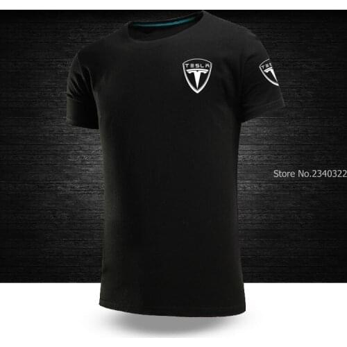 Summer Mens T-shirt Short Sleeve Summer tesla T-shirt Cotton Tee Shirts 6 Colors