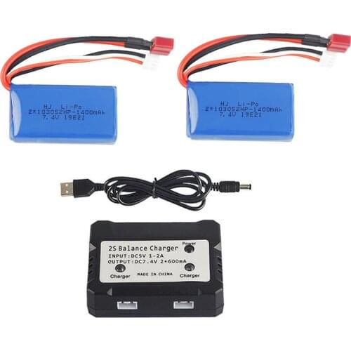 7.4V 2S Lithium battery and balance charger for Wltoys A959-B A969-B A979-B K929-B RC Truck car toys parts 7.4 V 1400mah battery