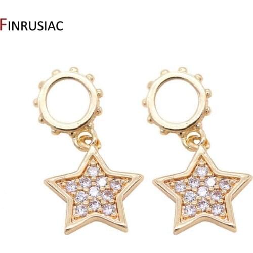 Small Star Charms For Jewelry Making Gold Plated Zircon Rhinestone DIY Bracelet Charm Pendants Accessories