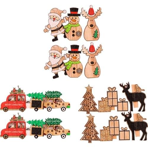 6Pcs Mini Wooden Phono Clips Christmas Decoration Paperclips DIY Xmas Tree Photo Paper Peg Pin Postcard Clips Xmas Party Decor