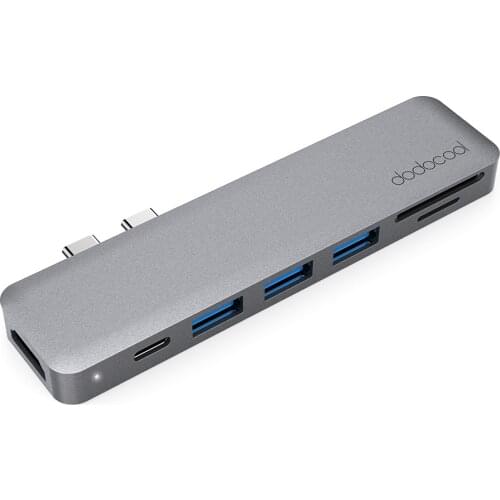 Dodocool 7-in-1 Multiport Hub with Dual USB-C Connectors 4K Video HD Output Port SD/TF Card Reader USB 3.1 Type-C Port