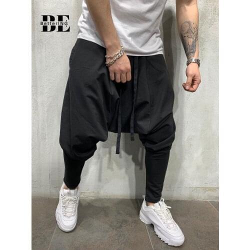 2021 Mens New Hip-hop Fashion Trousers European and American Loose Solid Color Small Foot Street Sports Leisure Harlem Pants