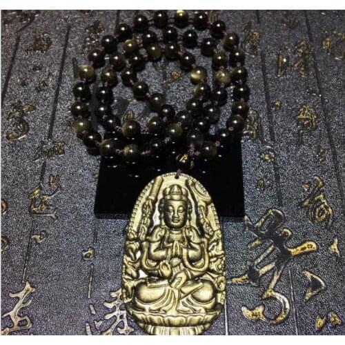 Natural Mexican boutique gold ochre eight guardian gods natal Buddha pendant o26