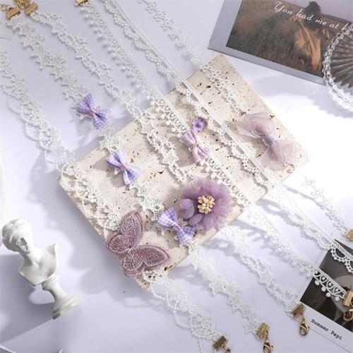 2021 New Romantic Purple Lace Fabric Necklace Retro Soft Girl Fairy Short Necklace Fresh Ins Women Clavicle Chain