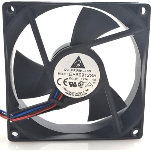 For Delta EFB0912SH R00 F00 DC 2wire 3wire 12V 0.75A 90x90x25mm Server Cooling Fan