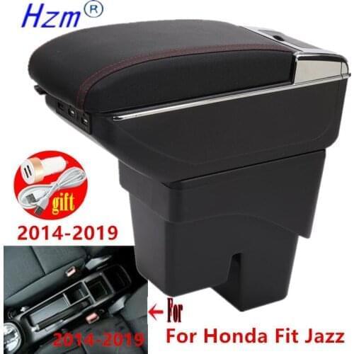 For Honda Jazz Armrest box For Honda Fit Jazz 3 Car Armrest 2014-2020 2015 2016 2017 2018 2019 Arm Storage box car accessories