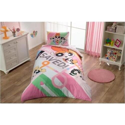Power Puff Stars Twin Size/Single Duvet Cover Set 3 pcs 100% Cotton Beding Linens for Kids Girls Children