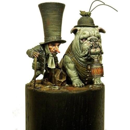 Self-assembled New Unassembled 1/32 ANCIENT MAN WARRIOR FANTASY STAND WITH DOG Resin Figure Unpainted Model Kit