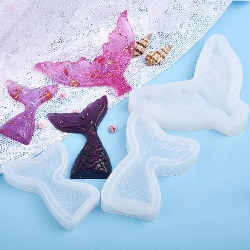 Mermaid Tail Silicone Mold Resin Jewelry Key Chain Pendant DIY Epoxy UV Decorating Jewelry Tools Soap Mold Fish Tail Molds