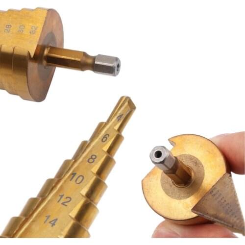 4-32 mm 4-20 HSS Titanium Coated Step Drill Bit for Metal High Speed Steel Wood Drilling Power Tools Hole Cutter Step Cone Drill