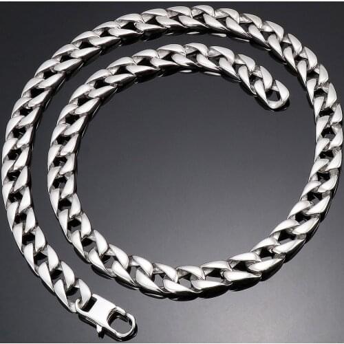 Hiphop 11MM Stainless Steel Chain Necklace For Men Male Chokers Length Adjustable Fashion Mens Jewellery Accessories 23 Inches