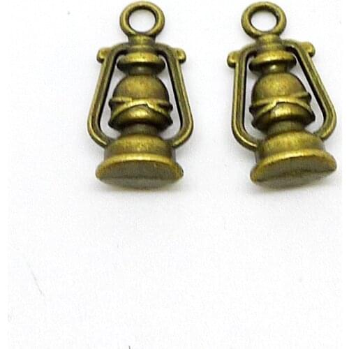 ALYMMO 8pcs/lot Vintage Bronze Retro Lamp Charms 11x20mm Double-Sided Oil Lamp Pendant DIY Jewelry Accessories