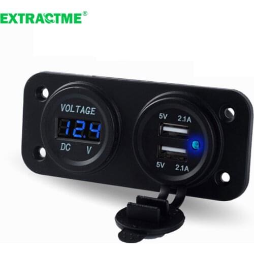 12V Car Cigarette Lighter Socket With Voltmeter Dual USB Power Charger Waterproof 12V Power Socket Car Accessories Dropshiping