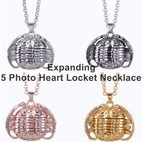 Magic 5 Photo Pendant Heart Memory Floating Locket Necklace Angel Wings Flash Box Fashion Album Box Necklaces