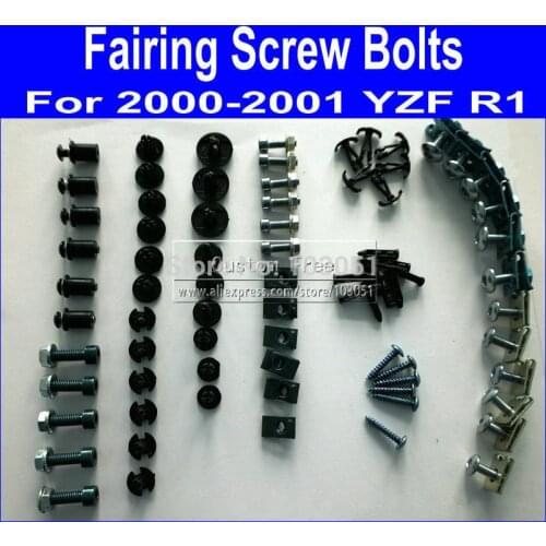 High quality! Motorcycle Fairing common screw bolts kit for YAMAHA YZFR1 2000 2001 YZF R1 00 01 aftermarket black fairings bolt