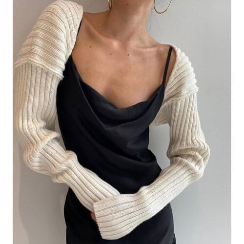 Hirigin Full Sleeve Ribbed Knitwear Solid Ultrashort Slim Sweater Simple Open Stitch Autumn Sweaters Women Elegant Cardigans
