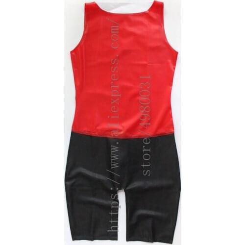 Novelty vest latex catsuit homme with front zipper decoration latex Zentai for men