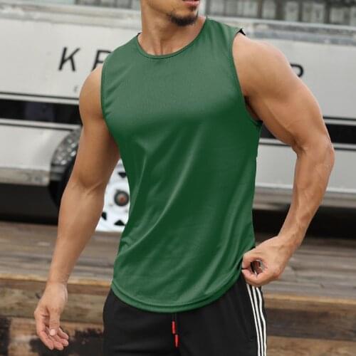 2021Spring Summer Mens Vest Solid Color Quick-drying Running Training Fitness Leisure Breathable Mens Sports Vest Men Clothing