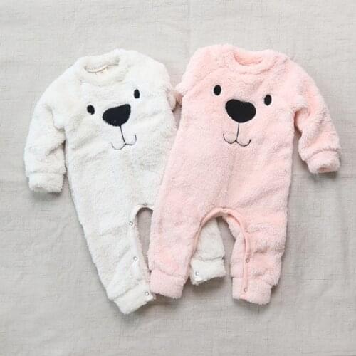 Winter Baby Boy Girl Clothes Long Sleeve Cashmere Bear Cartoon Baby Rompers Jumpsuit Costumes Newborn For 0-24M