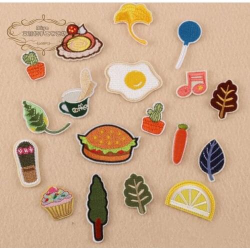 1 pcs Egg Leaf Plum Cupcake Lemon embroidered iron on cartoon patches cloth accessories bag hat repair Appliques phone decor diy