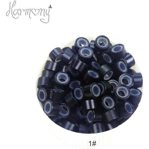1000pcs 8# Dark Blonde color) 5.0mm Aluminium Micro ring Silicone lined Links Beads tube tools accessories