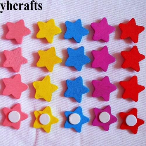 1000PCS/LOT.6 color 1.8cm wood star stickers Wedding ornament Cheap crafts Early educational toys Kindergarten creative diy toys