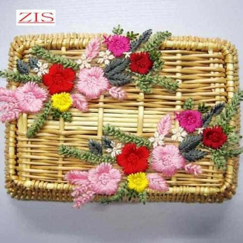 11 * 23 cm 2 pieces=1lot New products Beautiful Cotton embroidery lace applique 3D flowers For Sewing Supplies Crafts