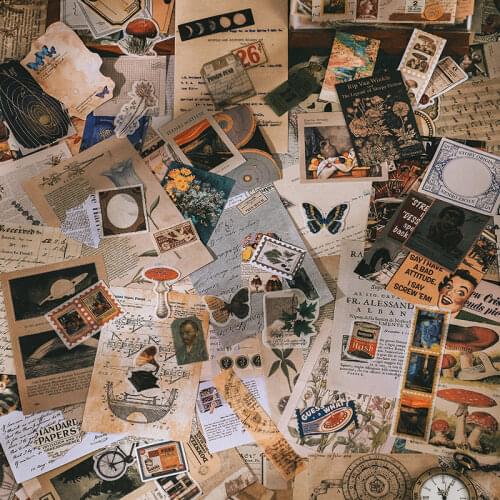 200PCS Vintage Mixed Material Package DIY Scrapbooking Junk Journal Base Collage TAG. Gift Packaging Decoration