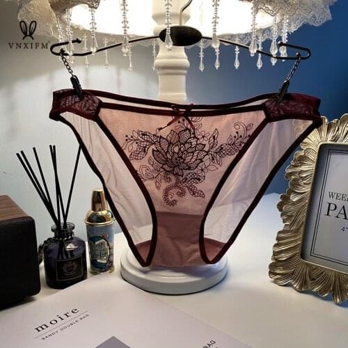 2021 sexy embroidered lace panties, ultra-thin transparent mesh briefs, womens seamless bottoms, low-rise buttocks panties