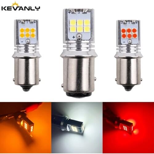 2pcs P21W led BA15S PY21W BAY15D P21/5W 1157 1156 3030 led 15SMD turn signal light Car Reserve Lamps Brake Light CANBUS