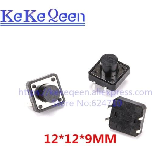 50Pcs/Lot 12x12x9 12x12x9MM Touch Button Micro Switch Direct Plug-in Self-reset 12*12*9mm keys button DIP 4PIN 12*12*9