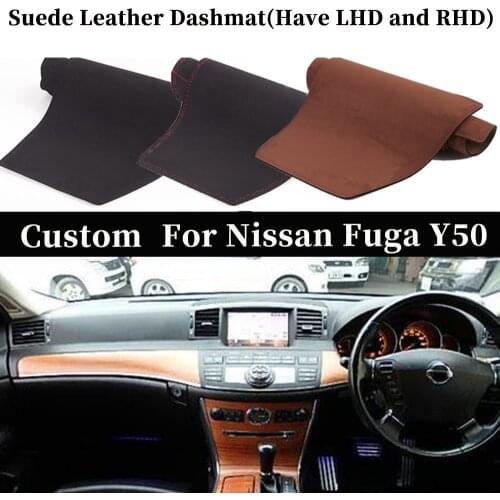 Accessories Car-styling Suede Leather Dashmat Dashboard Cover Dash Mat Carpet For Nissan Fuga Y50 2004 2005 2006 2007 2008 2009