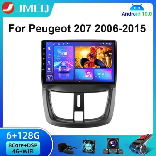 JMCQ Android 10 2 Din Car Stereo RadioFor Peugeot 207 207CC 2006 - 2010 2011 2012 2013 2014 2015 Multimedia Video Player DVD MP5