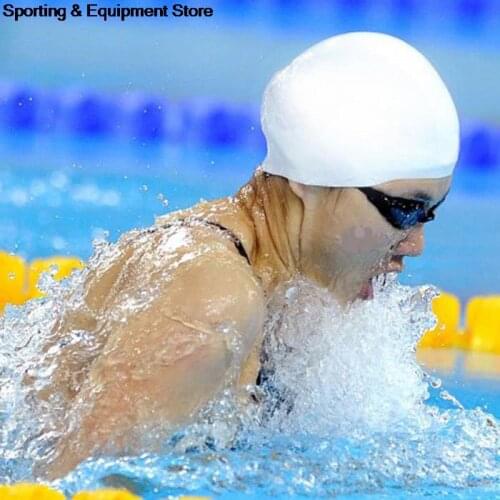 White Latex Flexibility Swimming Pool Caps for Women Men Silicone Swim Hats Wears Bathing Cap Protect Ears Hair Unisex Adult