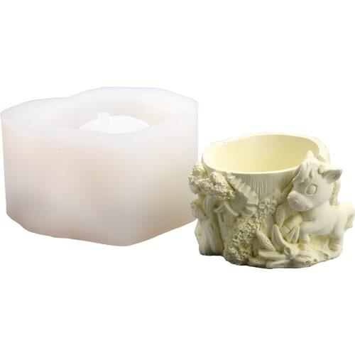 Cement Succulent Pot Mold 3D Animal Stone Carving Concrete Mould