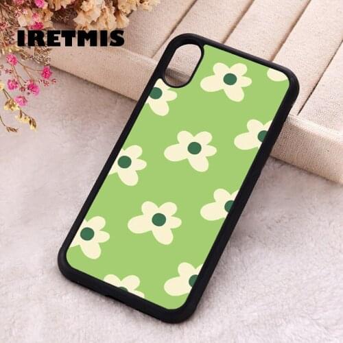 Iretmis 5 5S SE 2020 Phone Cover Case for iPhone 6 6S 7 8 Plus X Xs XR 11 12 Mini Pro Max Rubber flowers pattern Inspired green