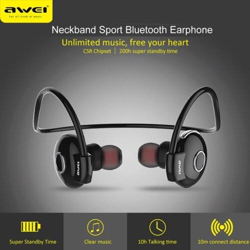 Awei A845BL Dual Dynamic Driver Earbuds wired Bluetooth Handsfree Deep Bass Touch Control Half In-Ear With Microphone For Phone