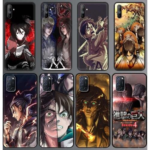 Eren Anime Attack on Titan Ackerman For Realme C3 8 7 6 Pro C21 Phone Case For OPPO A53 A52 A9 2020 Black Silicone Luxury Cover