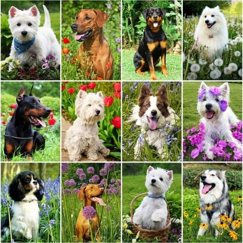 Evershine Diamond Embroidery Dog Cross Stitch Diamond Painting Animal Picture Rhinestones Mosaic Spring Crafts Handmade Hobby
