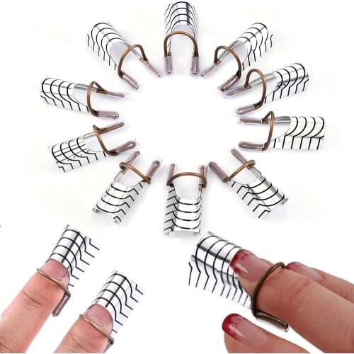 10Pcs Reusable Aluminum Nail Extension Pallets Tips Forms Nail Art Extension Sticker Builder Form Guide Stencil Manicure Tools